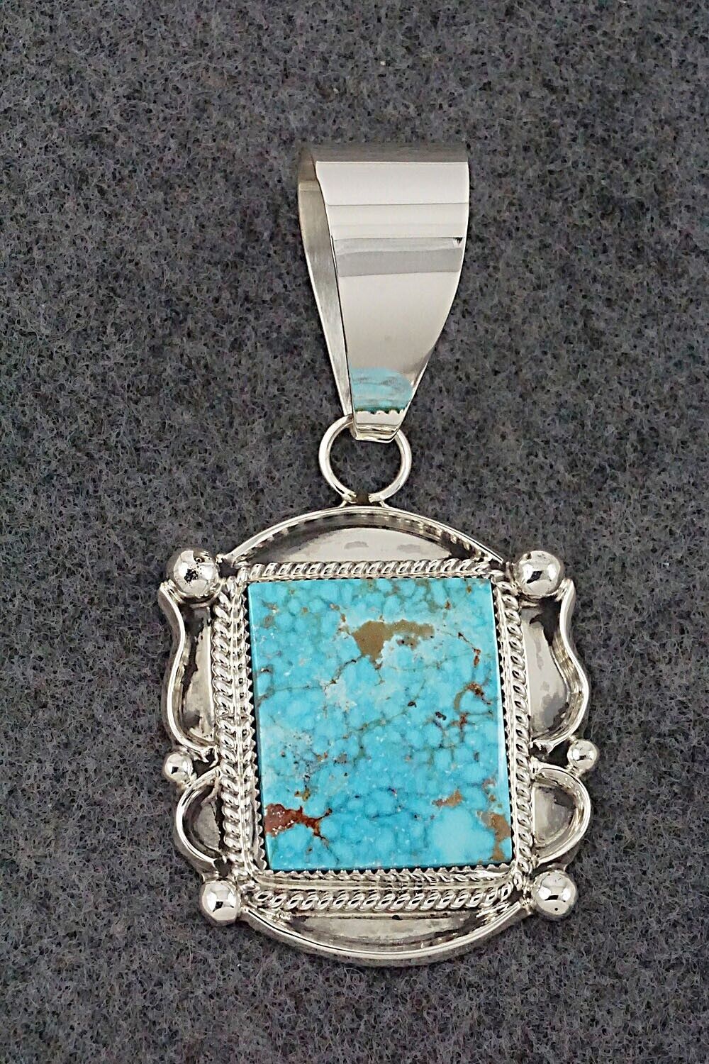 Turquoise and Sterling Silver Pendant - Leslie Nez
