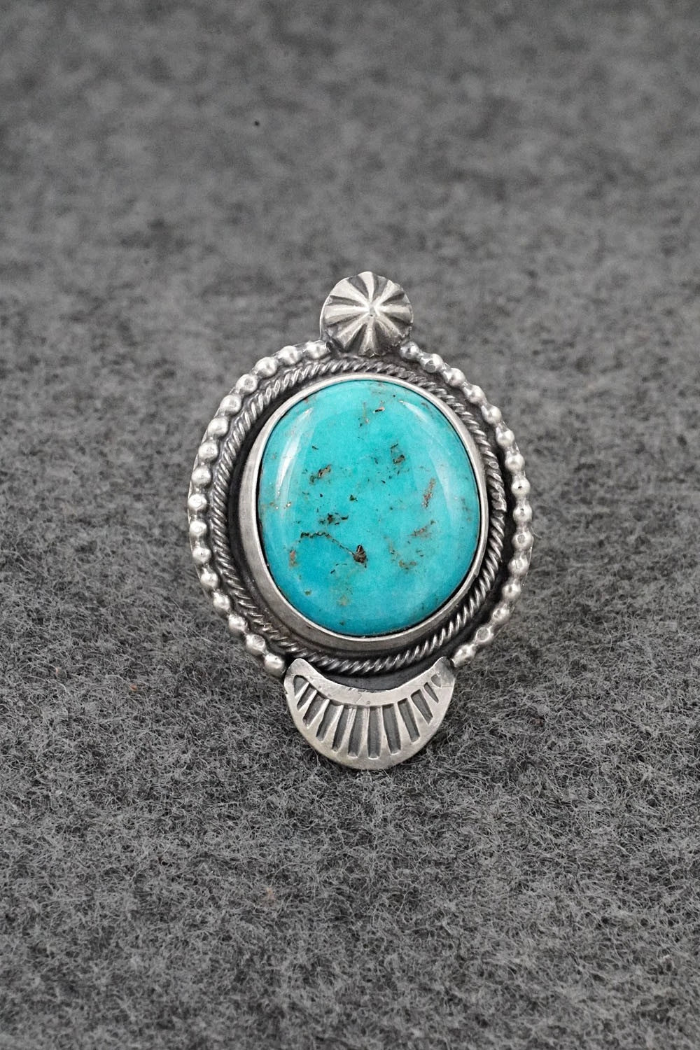 Turquoise & Sterling Silver Ring - Bobby Johnson - Size 7.5