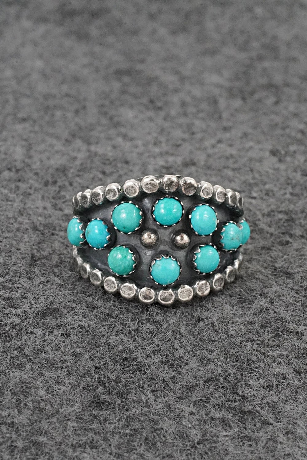 Turquoise & Sterling Silver Ring - Kenny Lonjose - Size 9.5