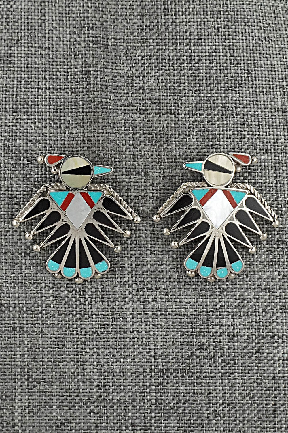 Multi-Stone Inlay & Sterling Silver Earrings - Adrian Wallace