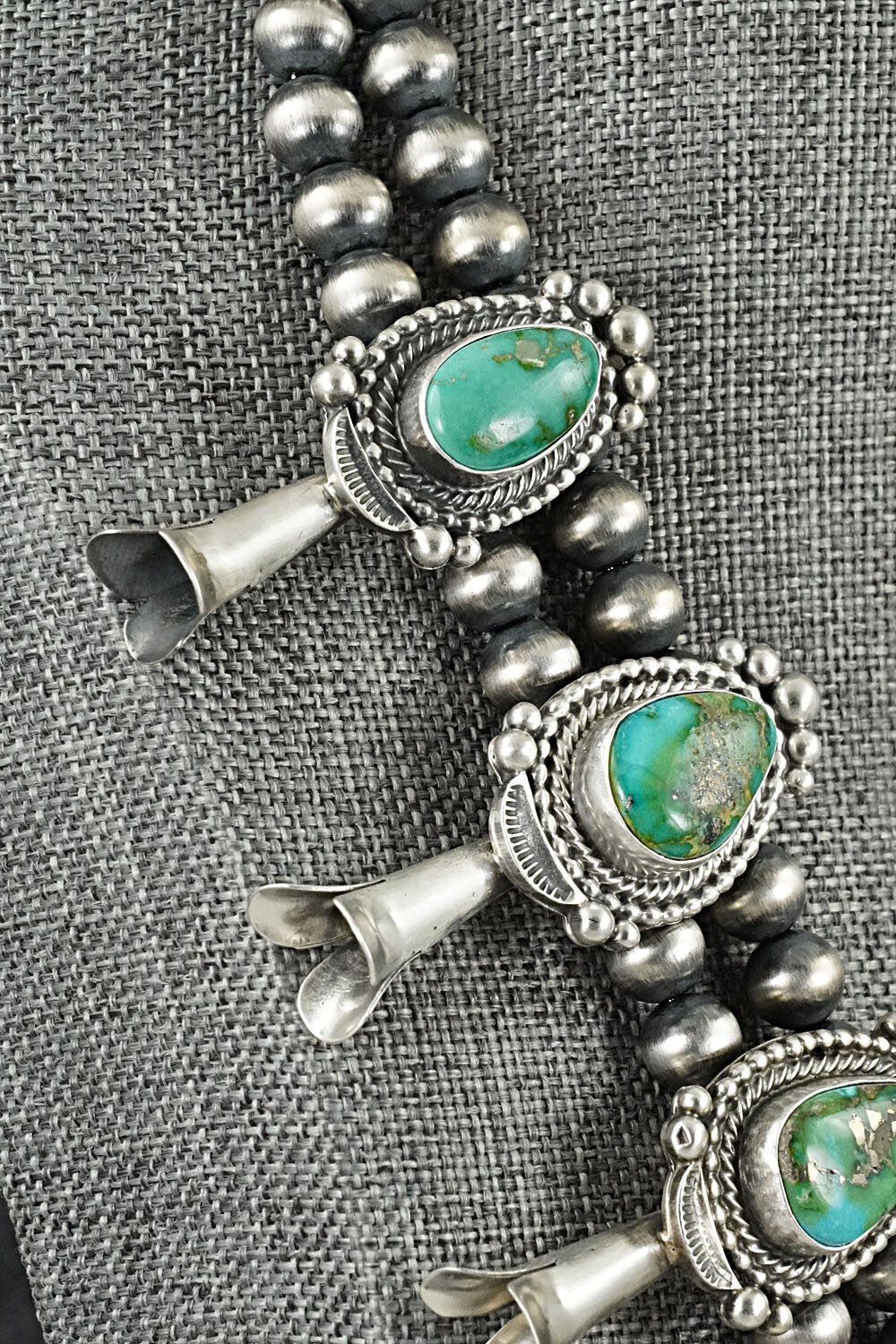Turquoise & Sterling Silver Squash Blossom Set - Tom Lewis