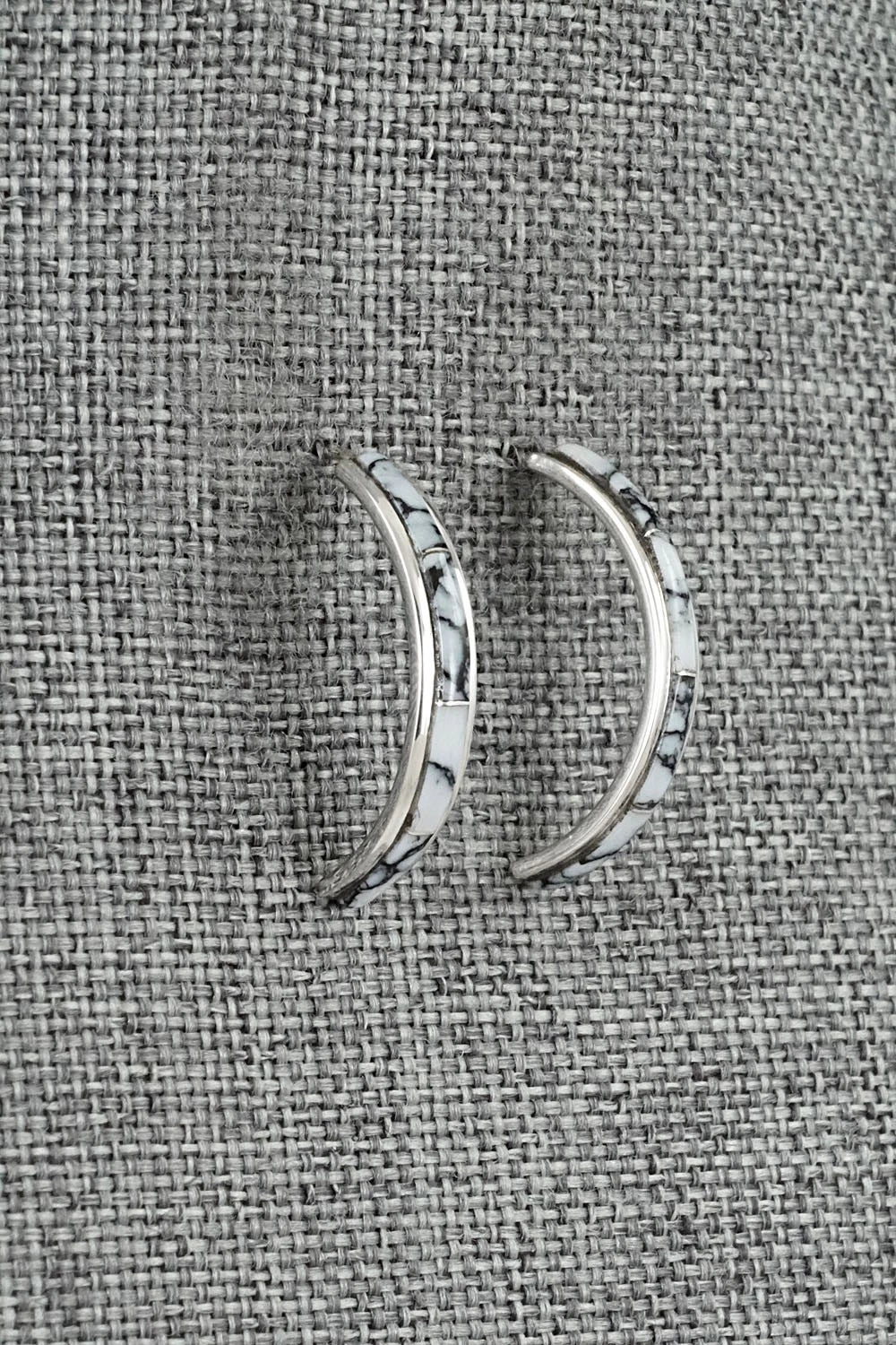 White Buffalo & Sterling Silver Earrings - Nathaniel Johnson