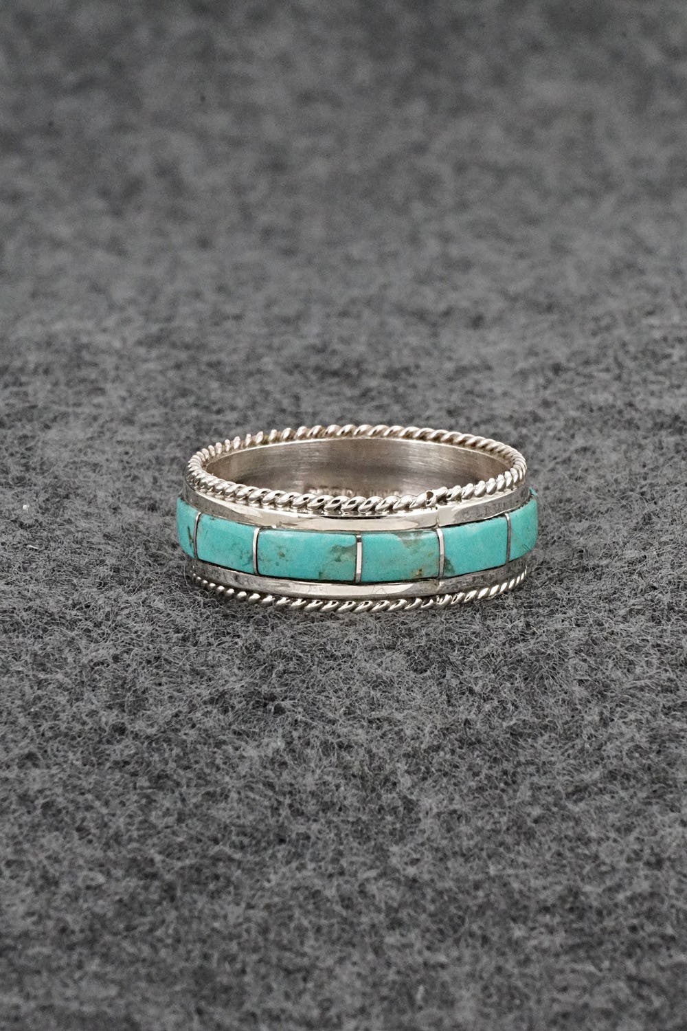 Turquoise & Sterling Silver Ring - Bruce Johnson - Size 10.5