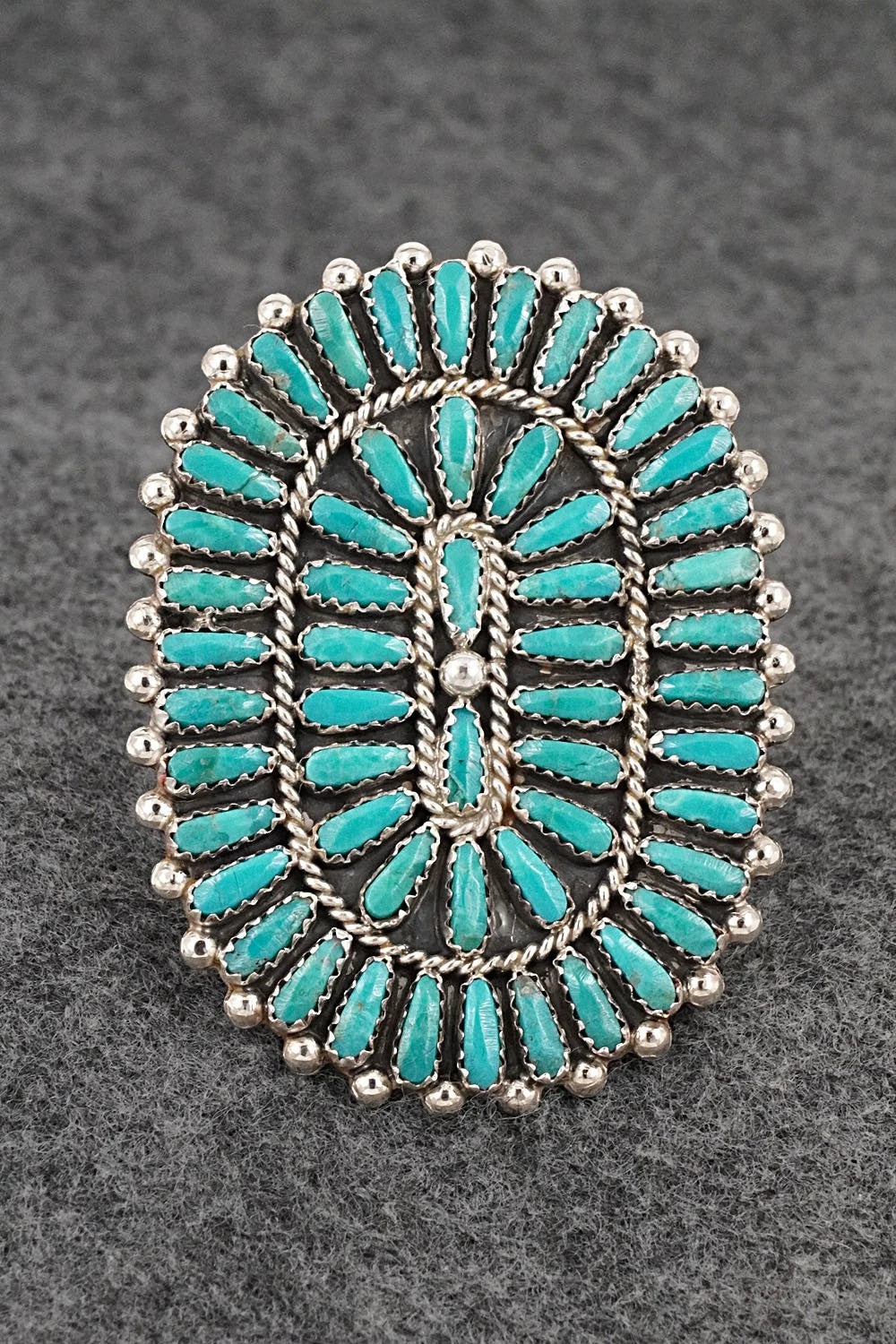 Turquoise & Sterling Silver Ring - Philena Byjoe - Size 8, Adj.