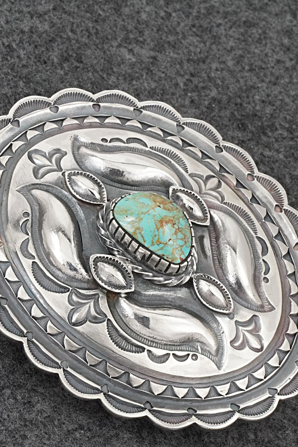 Turquoise & Sterling Silver Belt Buckle - Roland Dixson
