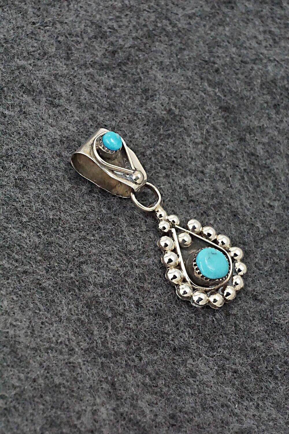 Turquoise and Sterling Silver Pendant - Verdie Booqua