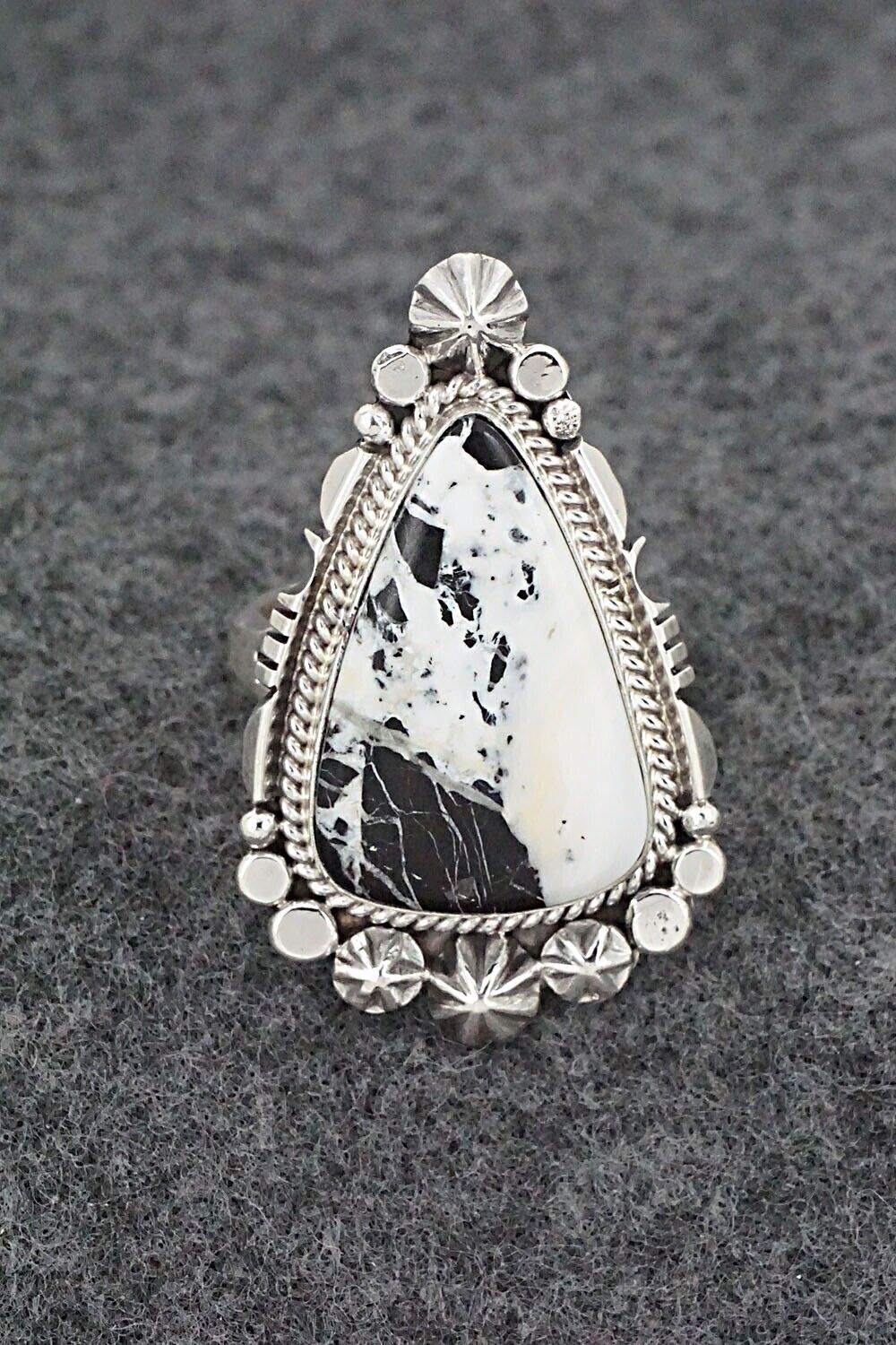 White Buffalo & Sterling Silver Ring - Daniel Benally - Size 8.75