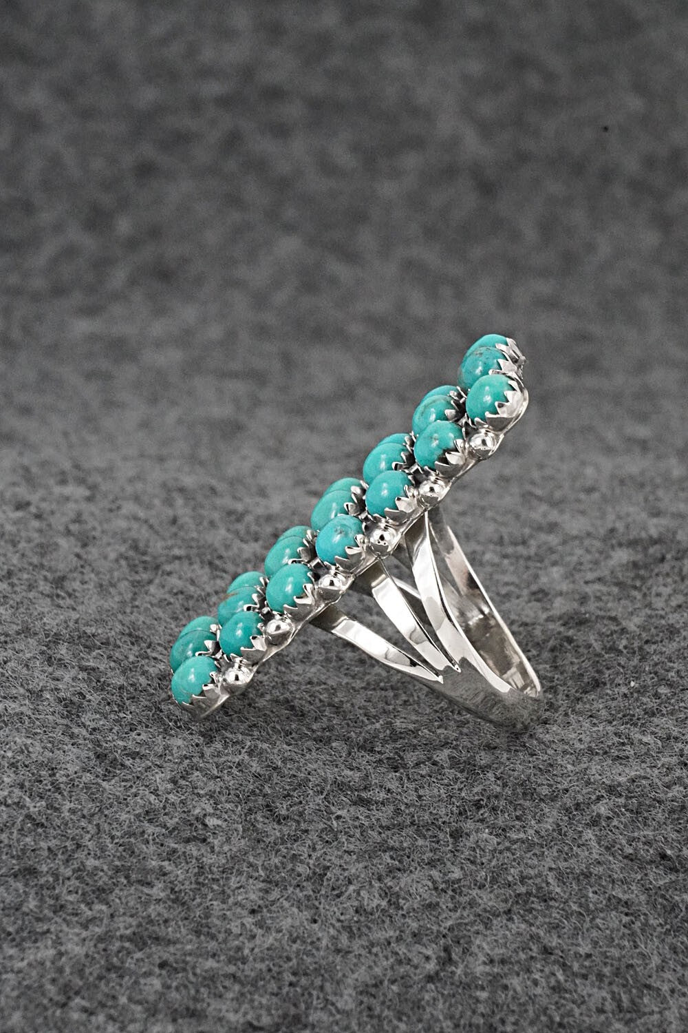 Turquoise & Sterling Silver Ring - Kenny Lonjose - Size 6.5