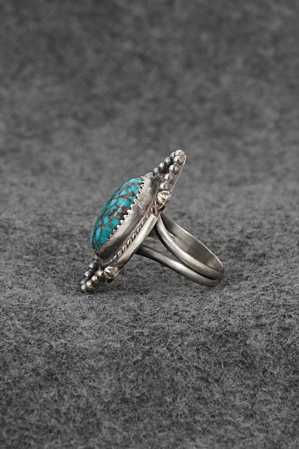 Turquoise & Sterling Silver Ring - Leslie Nez - Size 7.5
