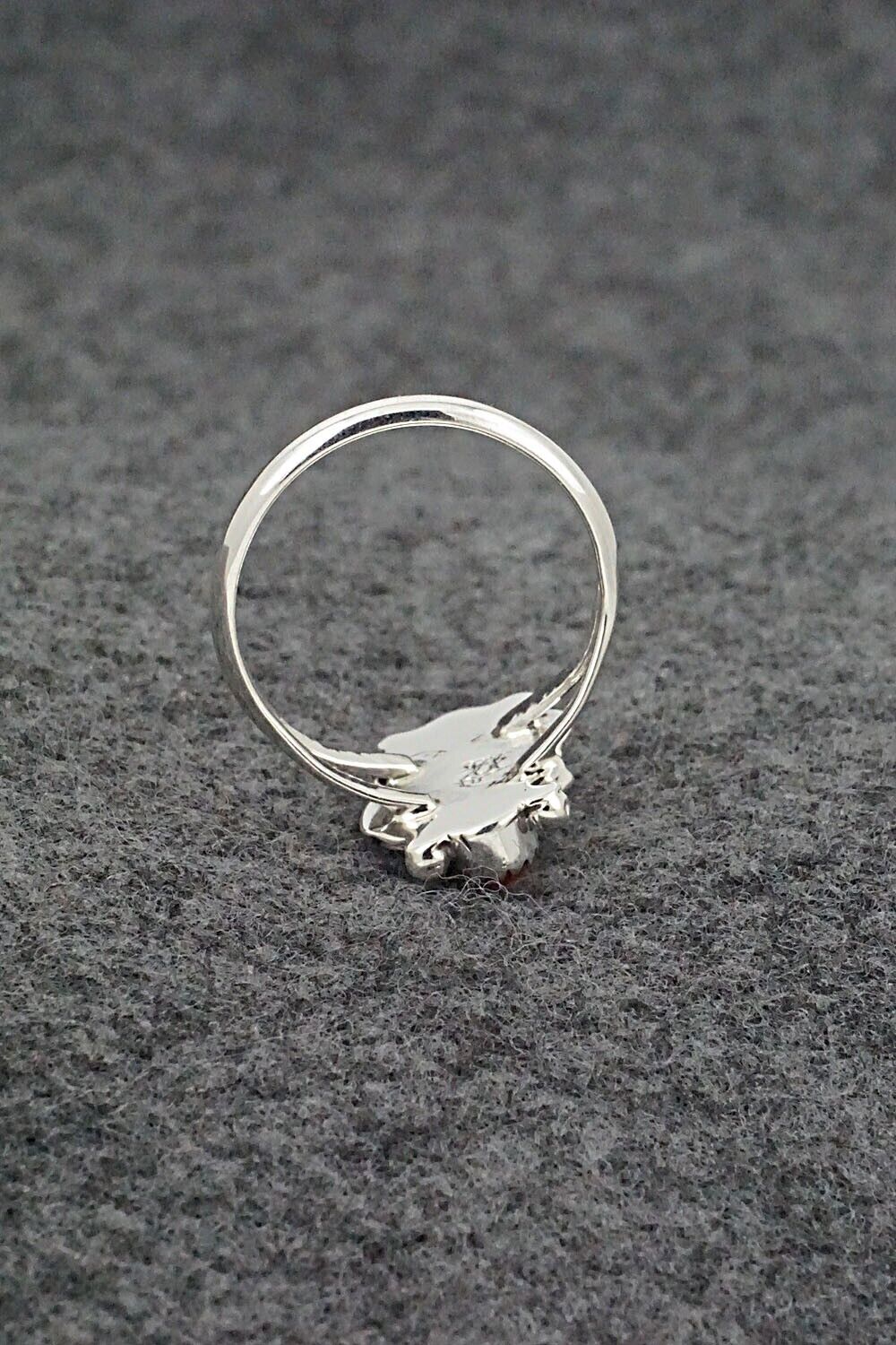 Coral & Sterling Silver Ring - Judy Largo - Size 8.5