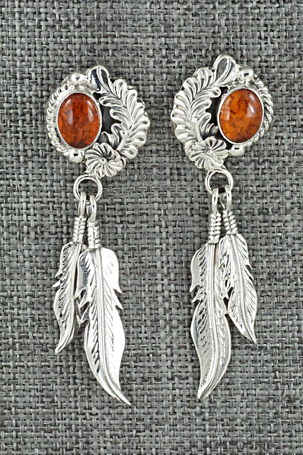 Amber & Sterling Silver Earrings - Annie Spencer