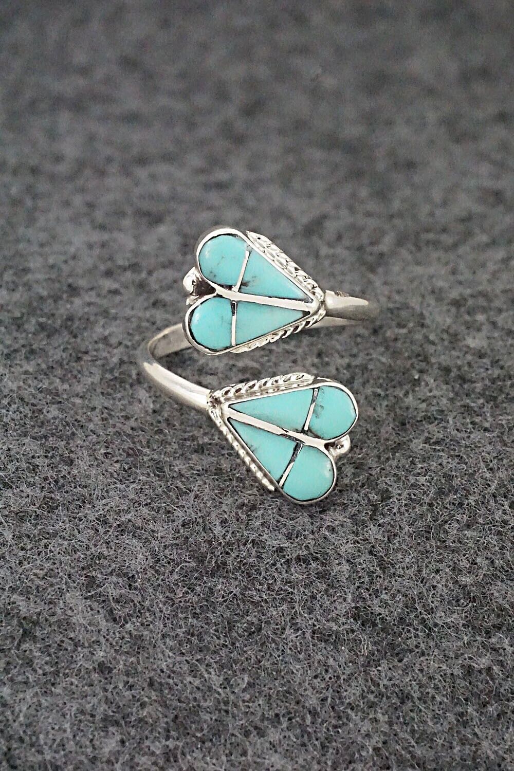 Turquoise & Sterling Silver Ring - Velda Nastacio - Size 8 Adj.