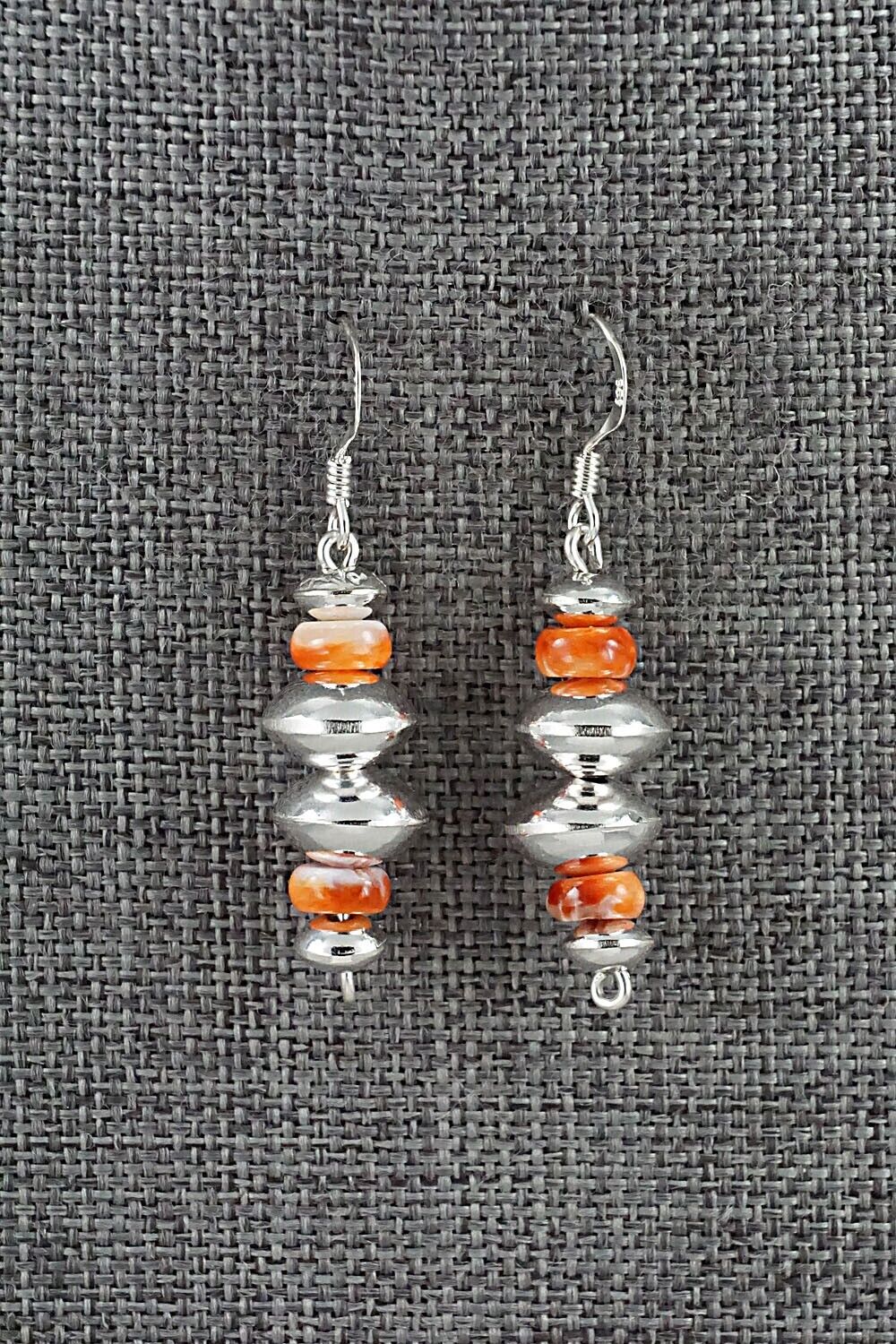 Spiny Oyster & Sterling Silver Navajo Pearl Earrings - Presley Haley