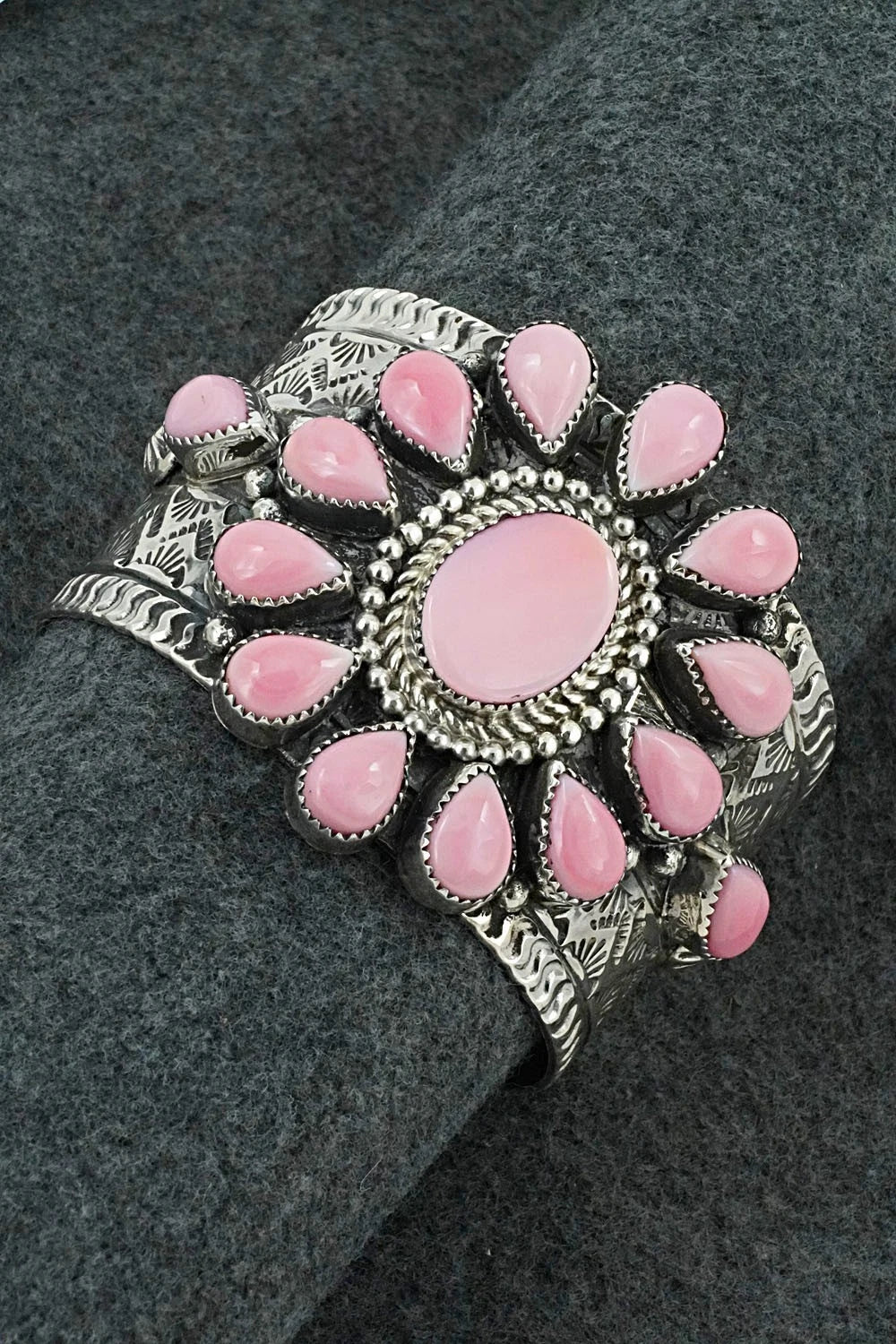 Pink Conch & Sterling Silver Bracelet - Tillie Jon