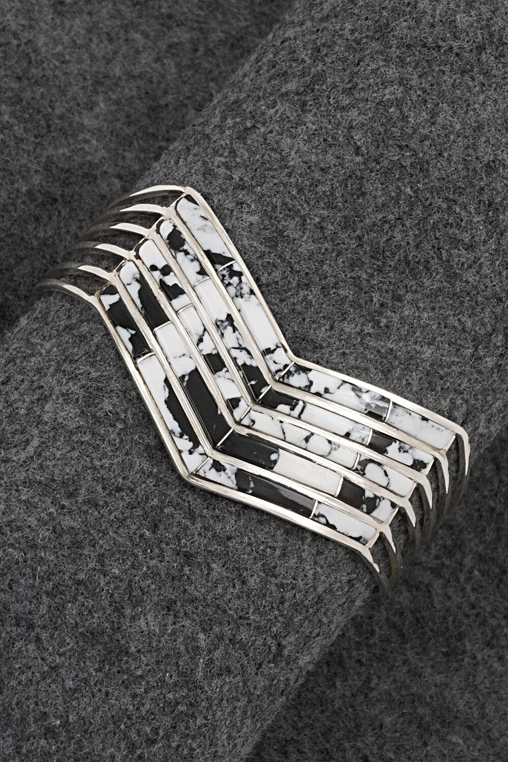 White Buffalo & Sterling Silver Inlay Bracelet - Jamie Johnson