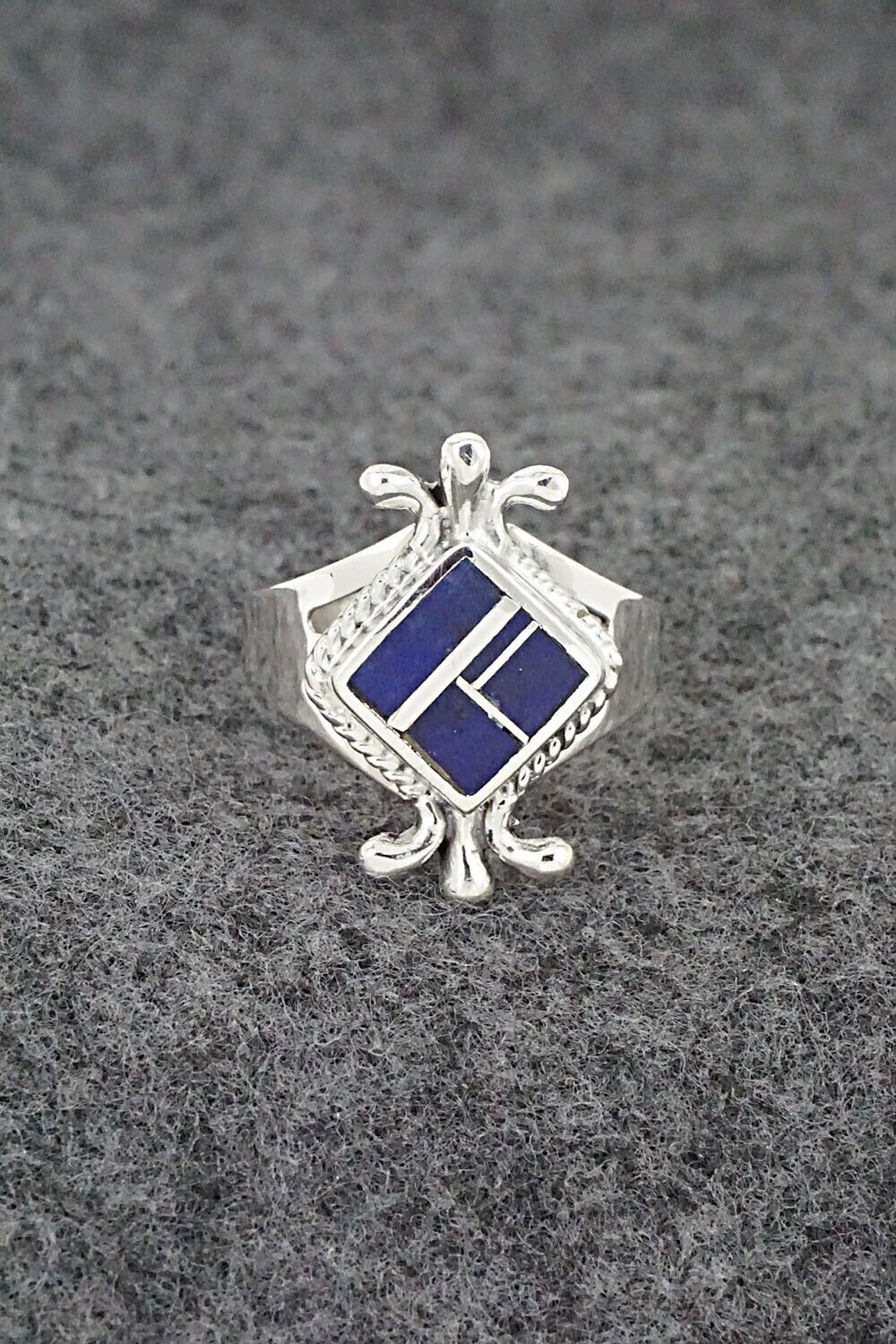 Lapis & Sterling Silver Inlay Ring - James Manygoats - Size 7.75