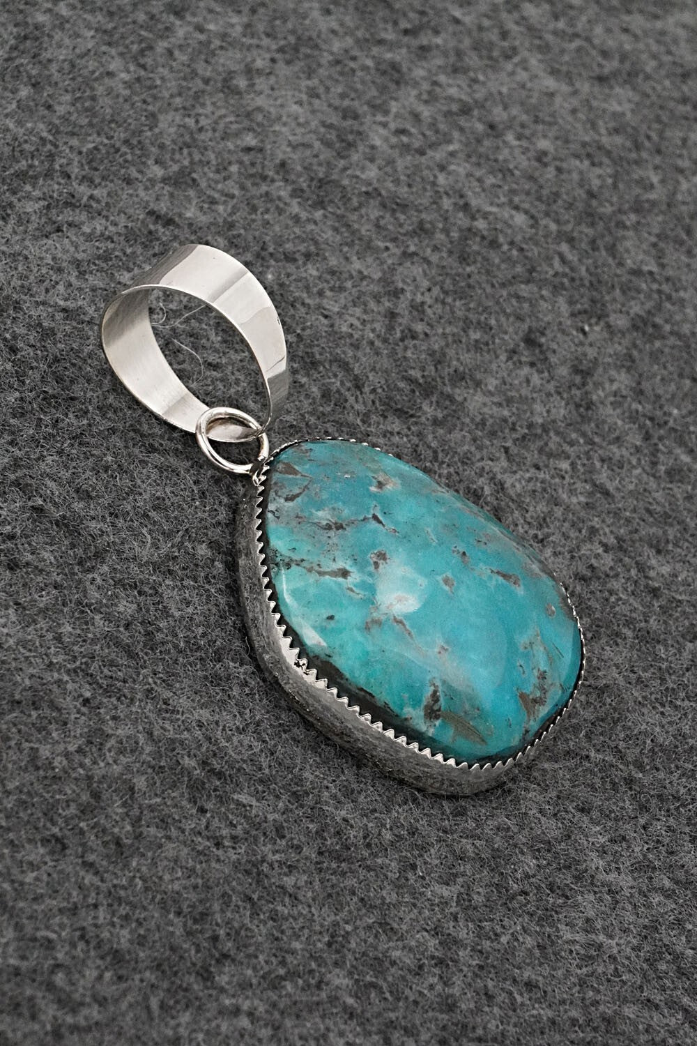 Turquoise and Sterling Silver Pendant - Leslie Nez