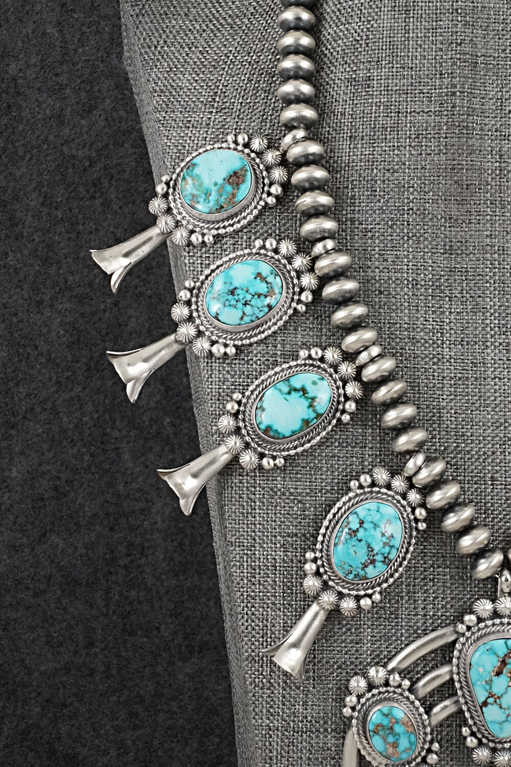 Turquoise & Sterling Silver Squash Blossom Set - Tom Lewis