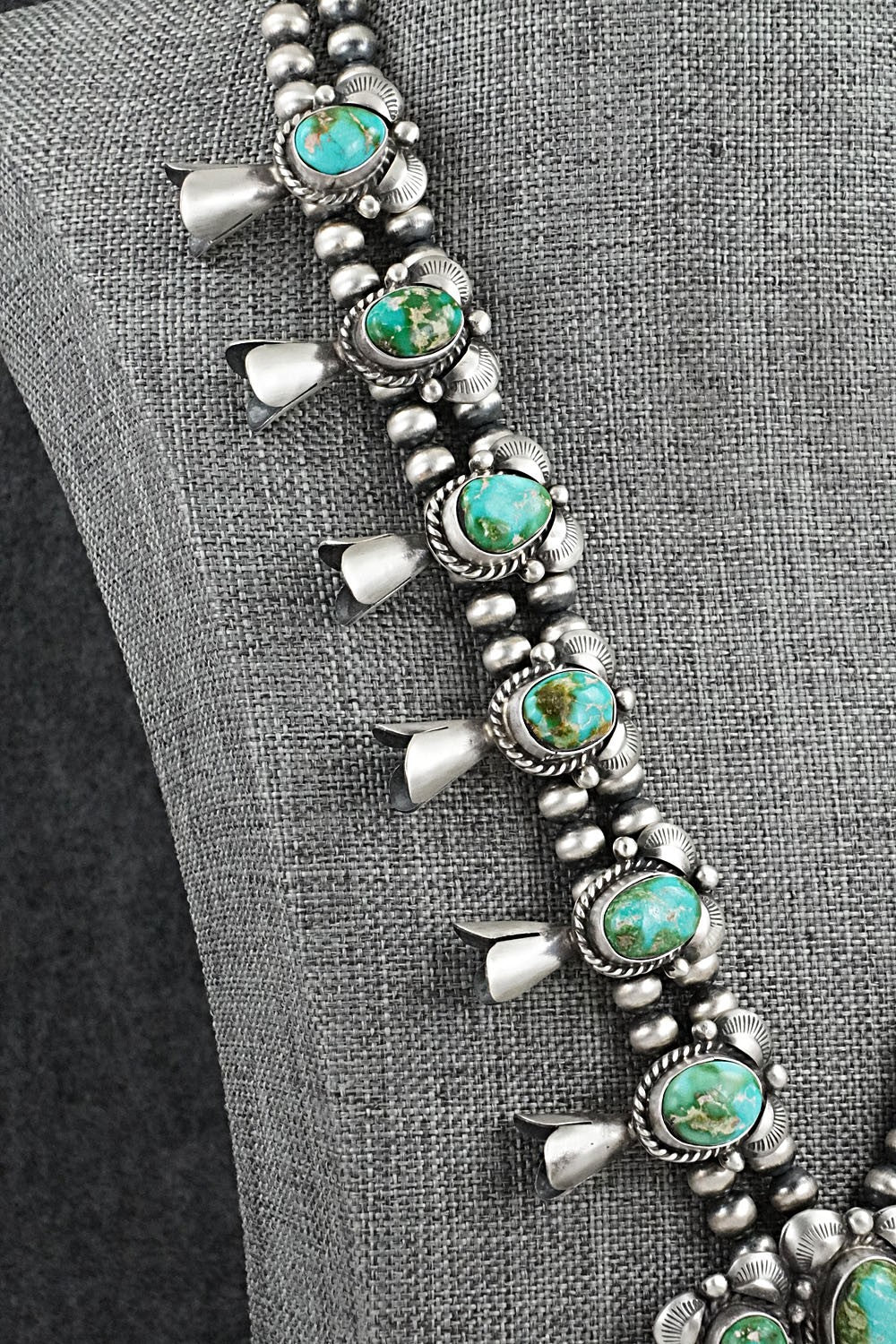 Turquoise & Sterling Silver Squash Blossom Set - Vernon Johnson