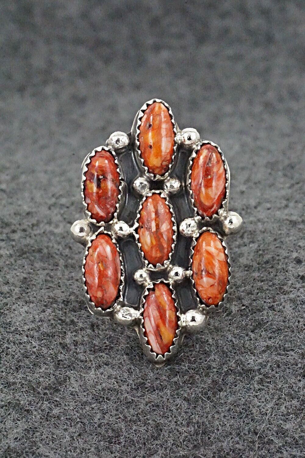 Spiny Oyster & Sterling Silver Ring - Roberta Begay - Size 7.25