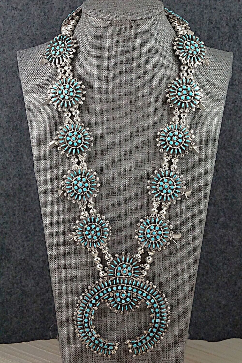 Turquoise & Sterling Silver Squash Blossom Set - Merlinda Chavez