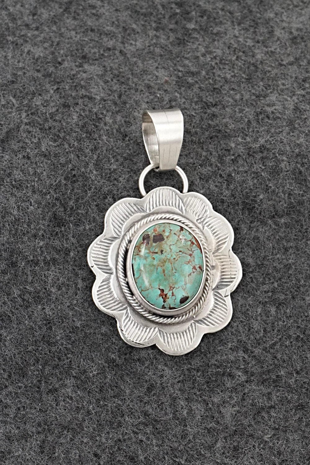 Turquoise & Sterling Silver Pendant - Cordell Platero