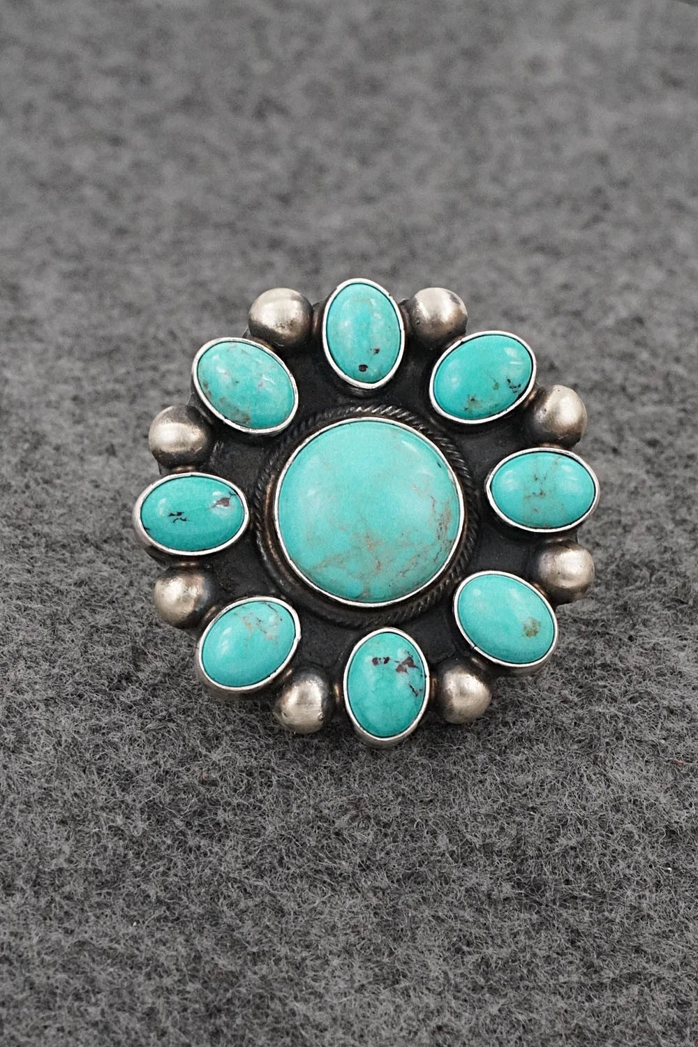 Turquoise & Sterling Silver Ring - Kathleen Livingston - Size Adjustable