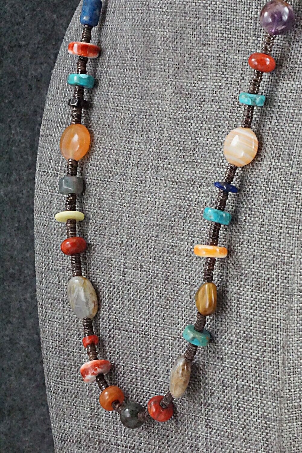 Multi-Stone and Sterling Silver Necklace - Helen Tsosie