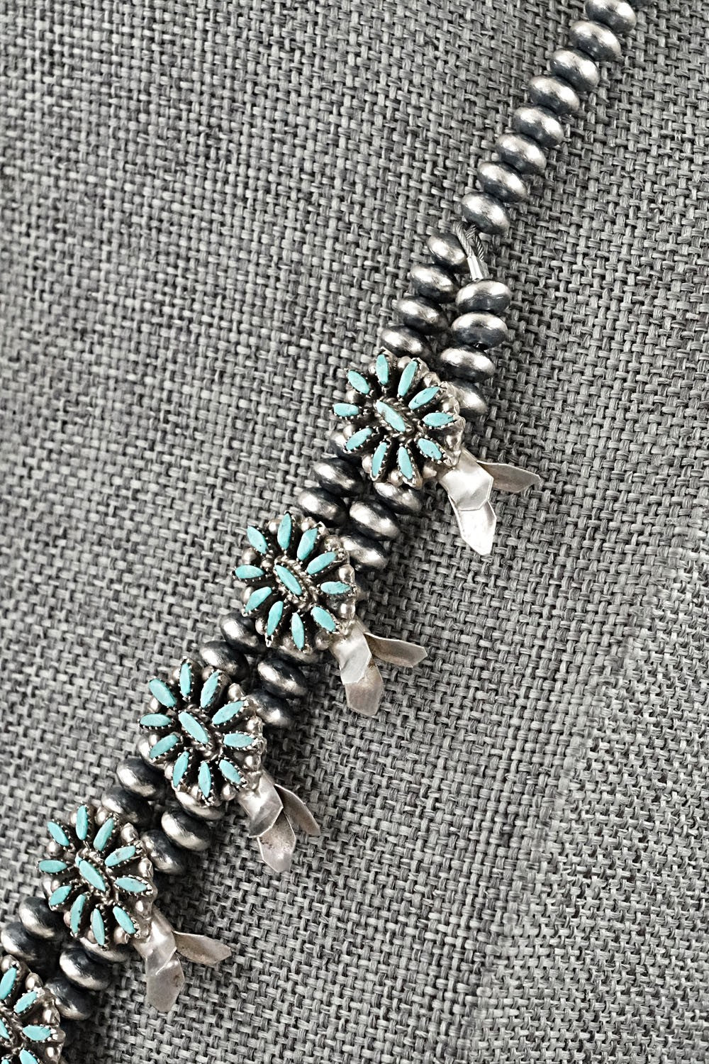 Turquoise & Sterling Silver Mini Squash Blossom Set - Lorena Peina