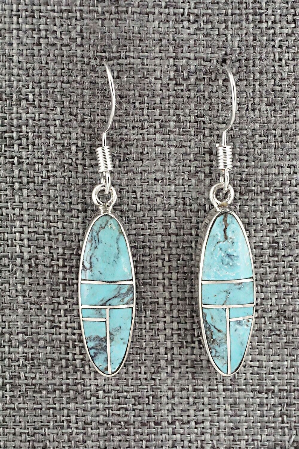 Turquoise & Sterling Silver Inlay Earrings - James Manygoats
