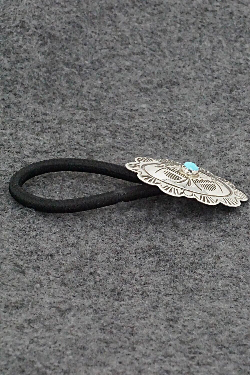 Turquoise & Sterling Silver Hair Tie - Bertha Begay