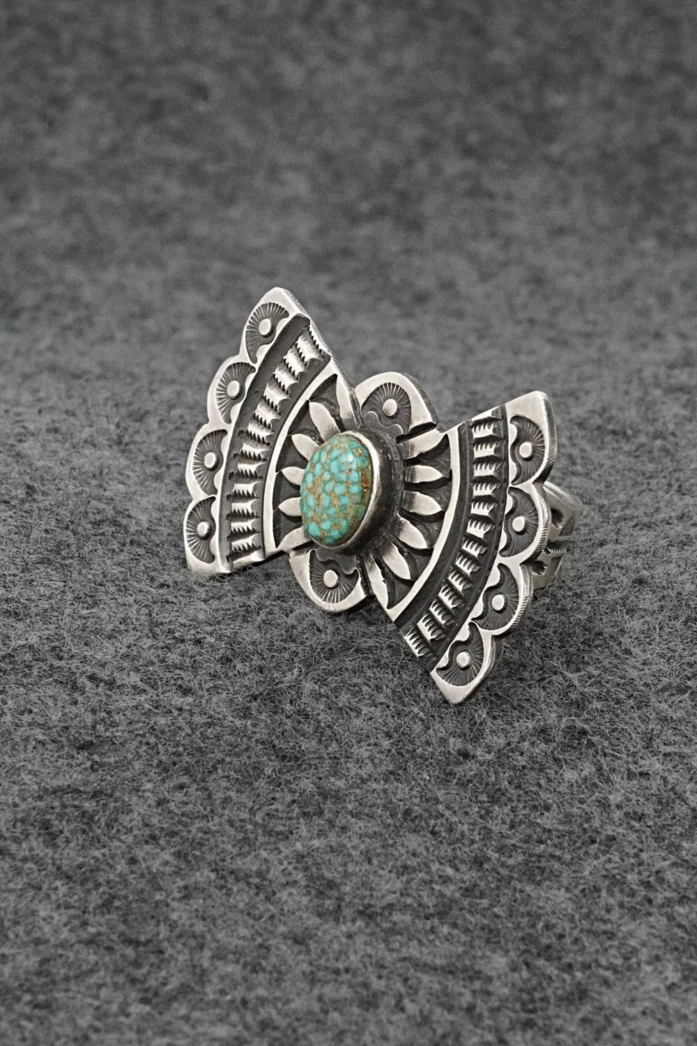 Turquoise & Sterling Silver Ring - Calvin Martinez - Size 8