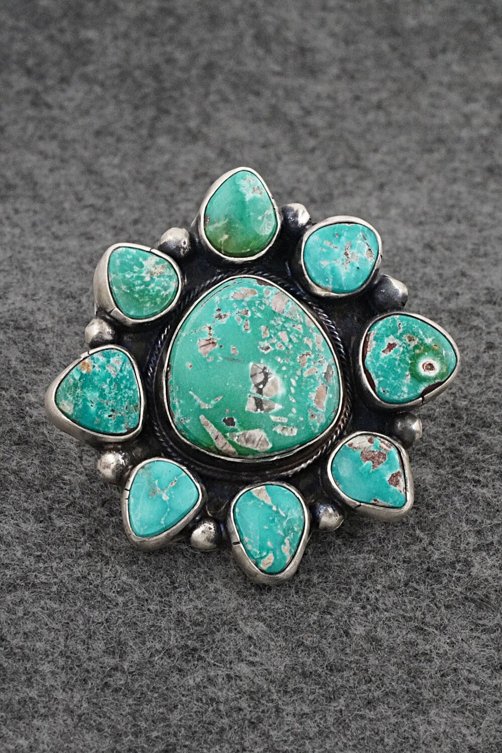 Turquoise & Sterling Silver Ring - Bobby Johnson - Size 7.5