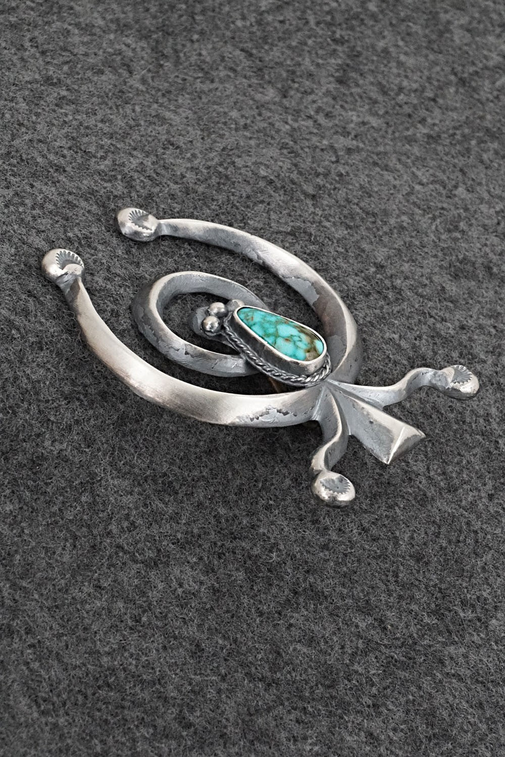 Turquoise & Sterling Silver Naja Pendant - Harrison Bitsue