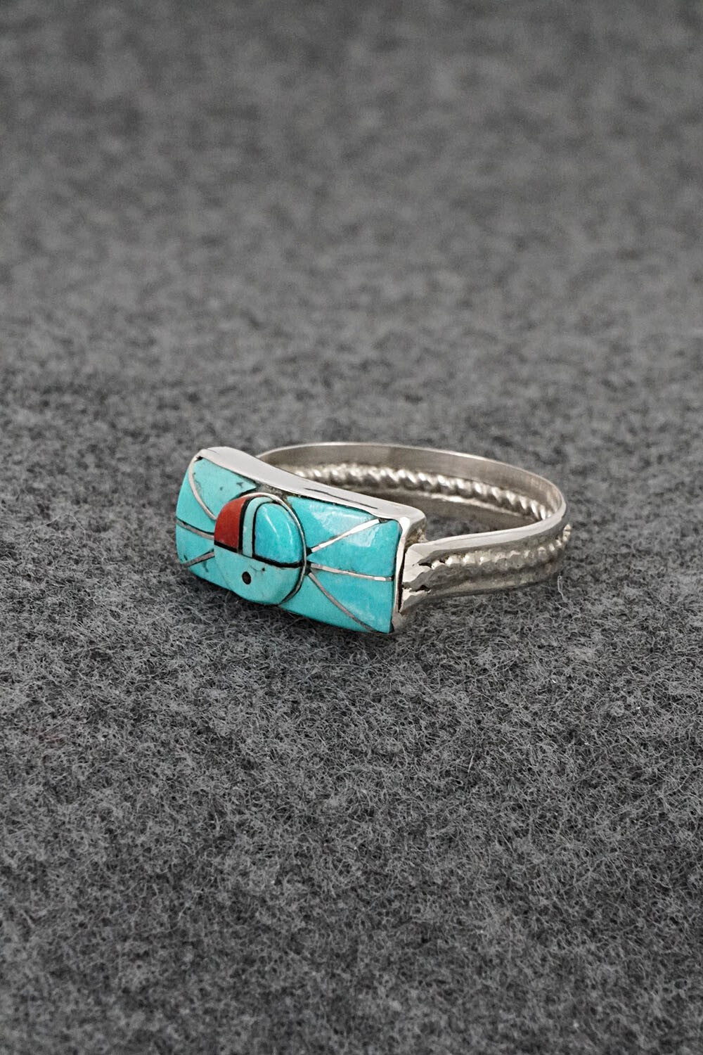 Multi-Stone & Sterling Silver Inlay Ring - Ola Eriacho - Size 10.5