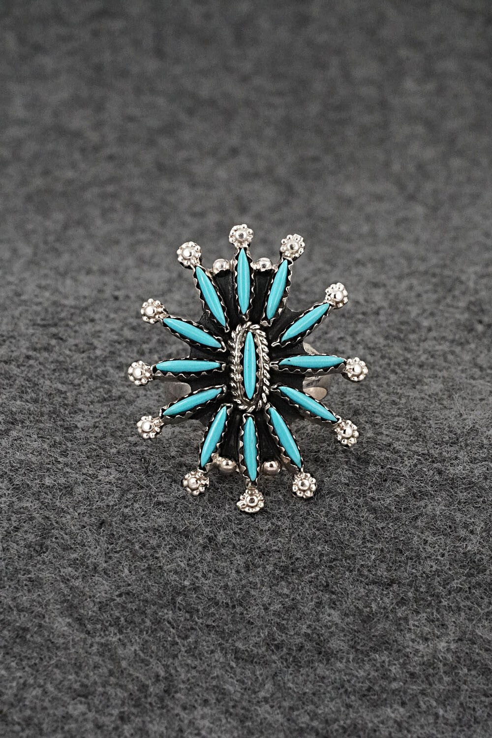 Turquoise & Sterling Silver Ring - Jack Etsate - Size 7