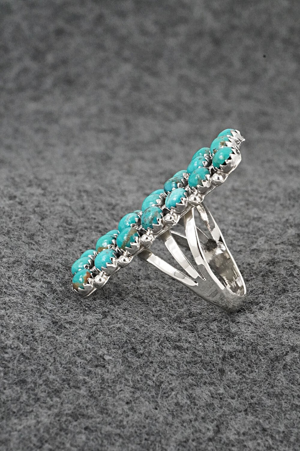 Turquoise & Sterling Silver Ring - Kenny Lonjose - Size 6.5
