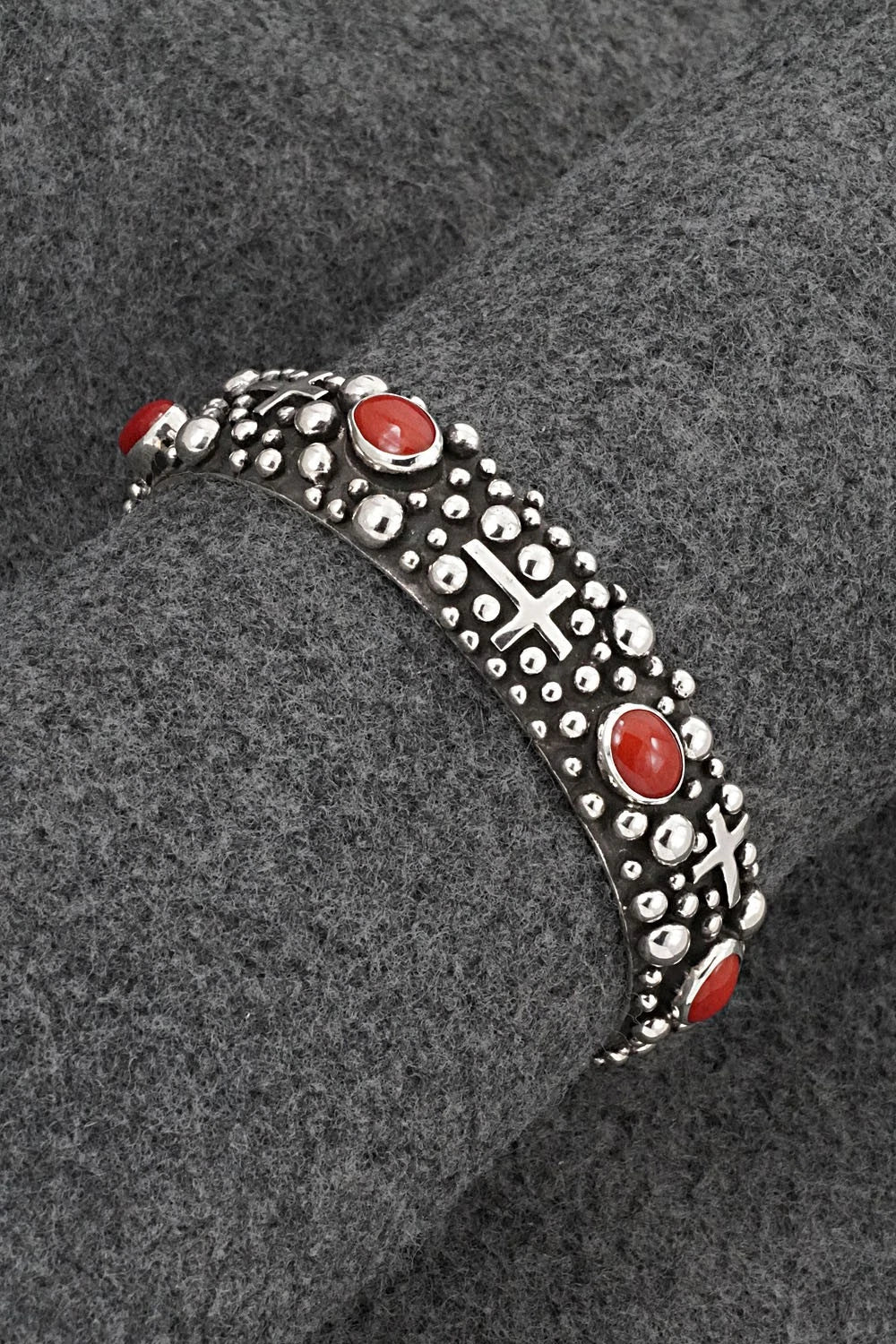 Coral & Sterling Silver Bracelet - Akee Douglas