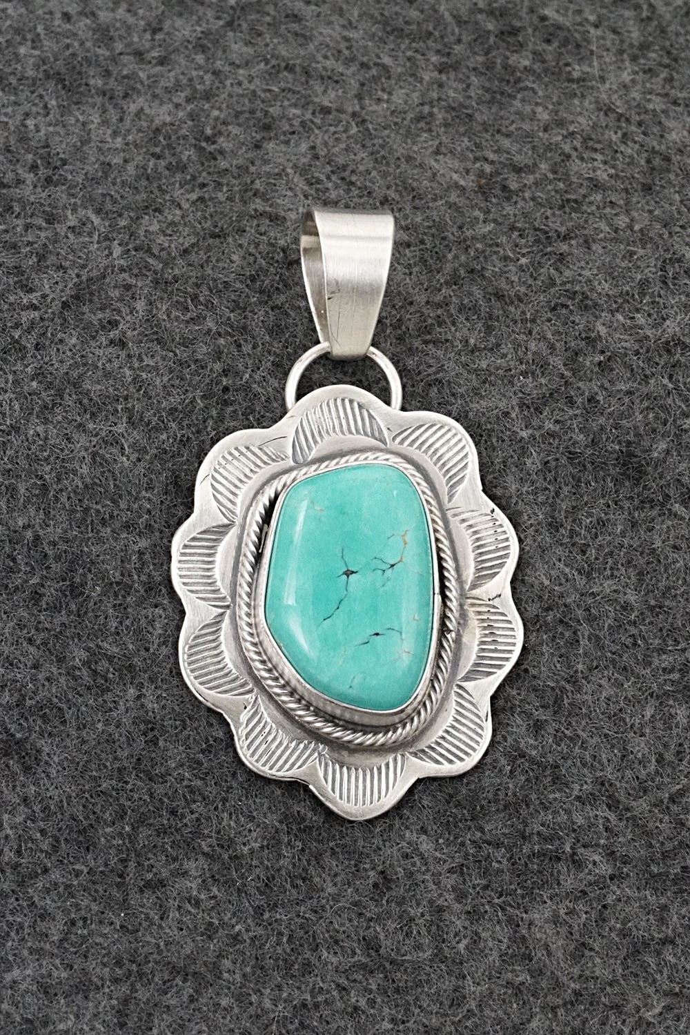 Turquoise & Sterling Silver Pendant - Cordell Platero