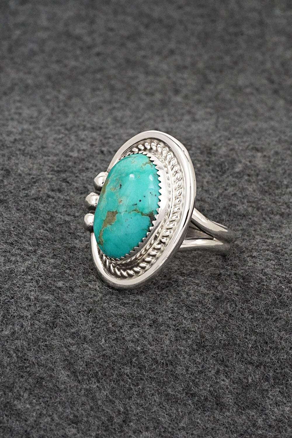 Turquoise & Sterling Silver Ring - Leslie Nez - Size 10