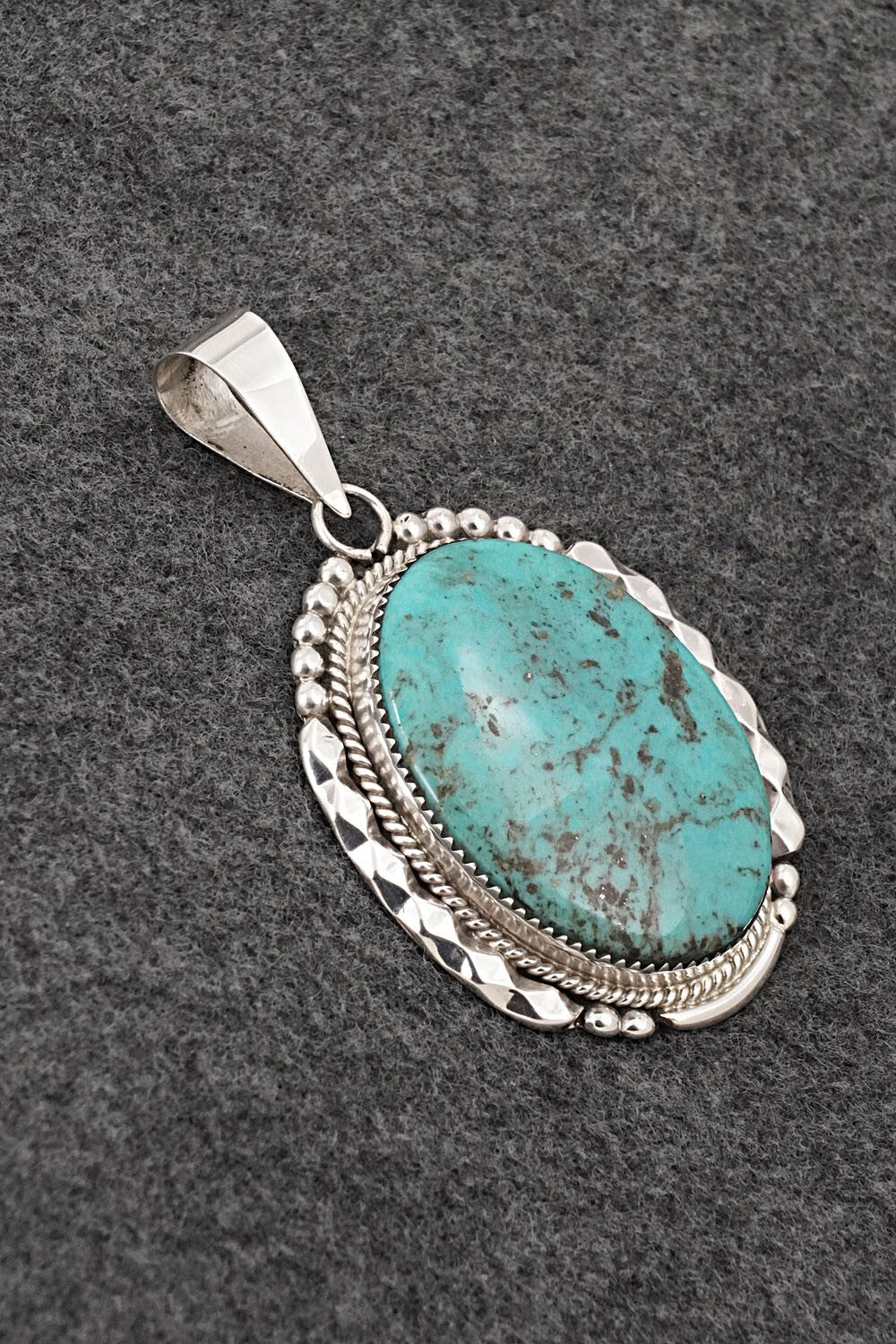 Turquoise & Sterling Silver Pendant - Kenny Calavaza