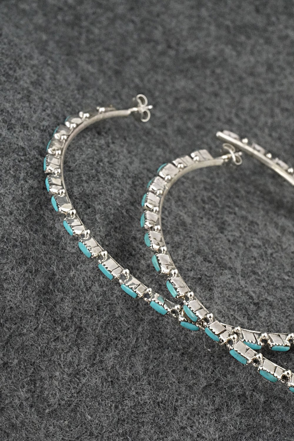 Turquoise & Sterling Silver Hoop Earrings - Aurelia Hughte