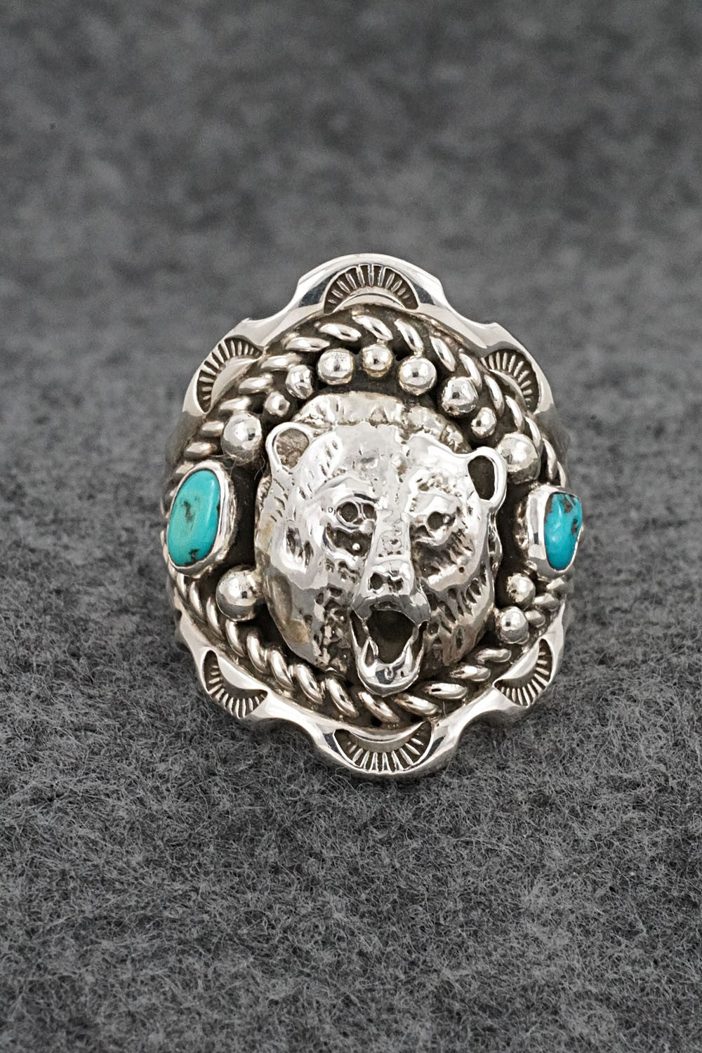 Turquoise & Sterling Silver Ring - Melvin Jones - Size 12