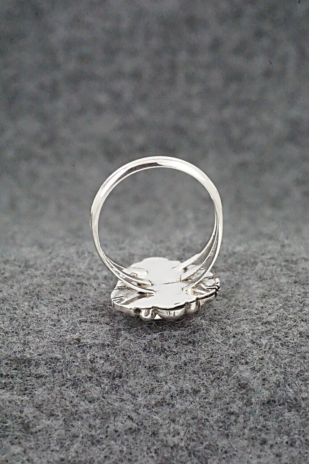 Spiny Oyster, Opalite & Sterling Silver Ring - James Manygoats - Size 7
