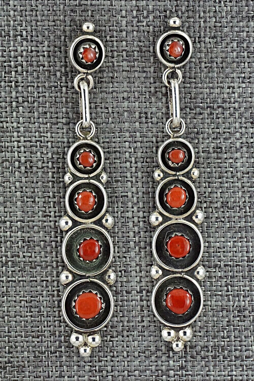 Coral & Sterling Silver Earrings - Michael Boone