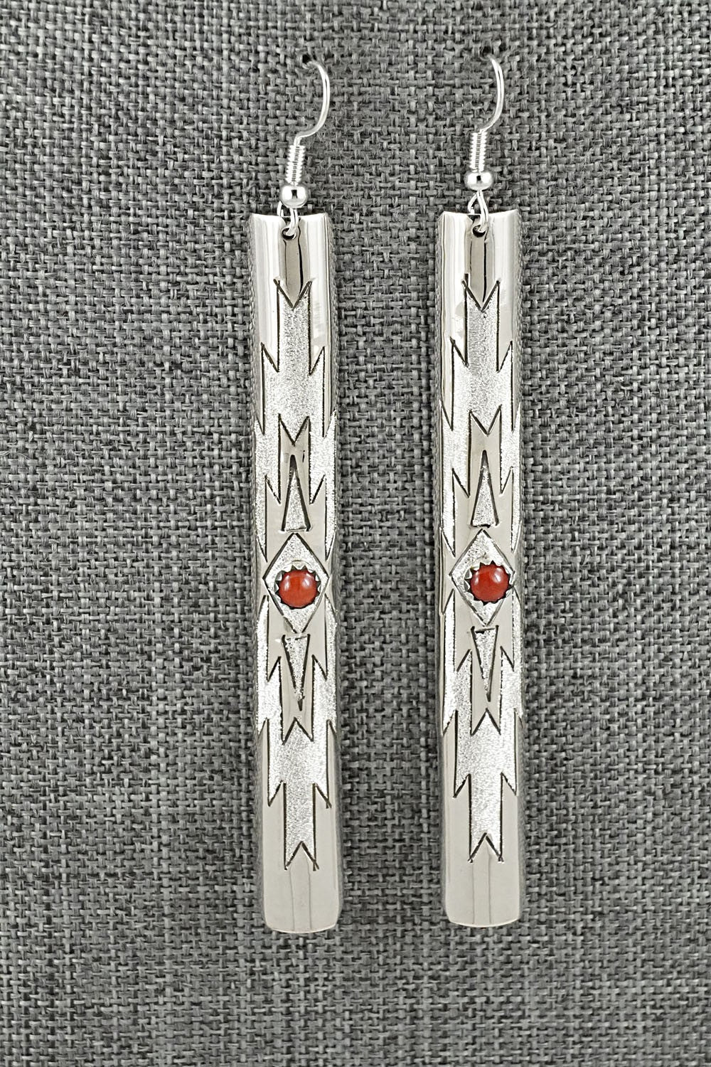Coral & Sterling Silver Earrings - Zane Tahe