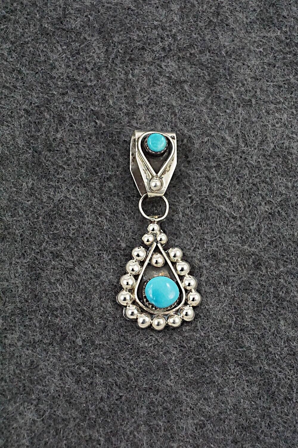 Turquoise and Sterling Silver Pendant - Verdie Booqua