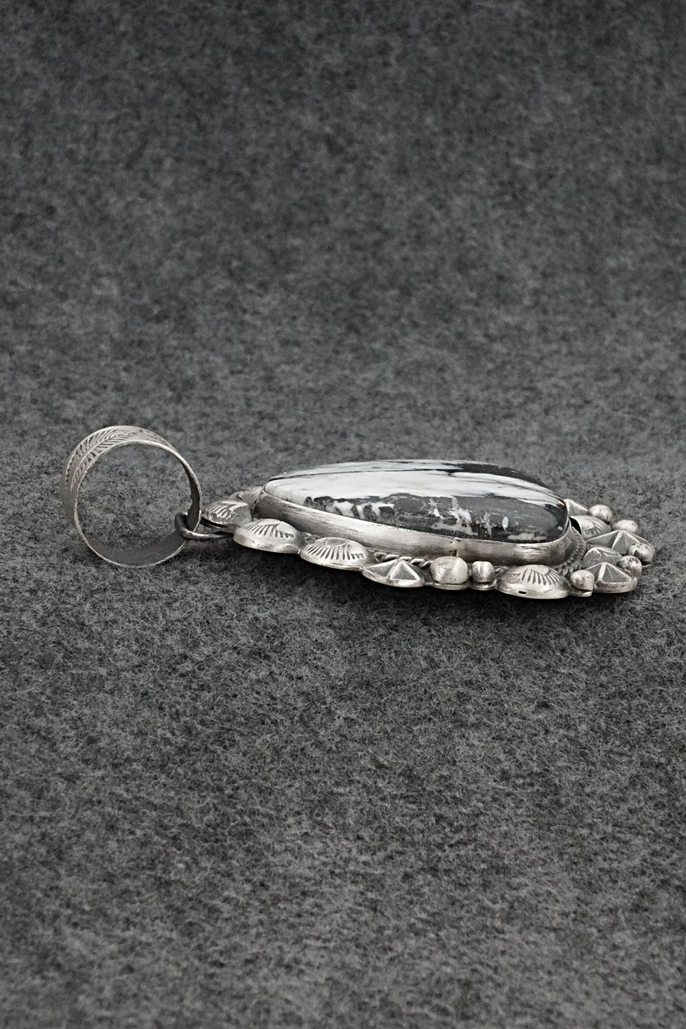 White Buffalo & Sterling Silver Pendant - Vernon Johnson