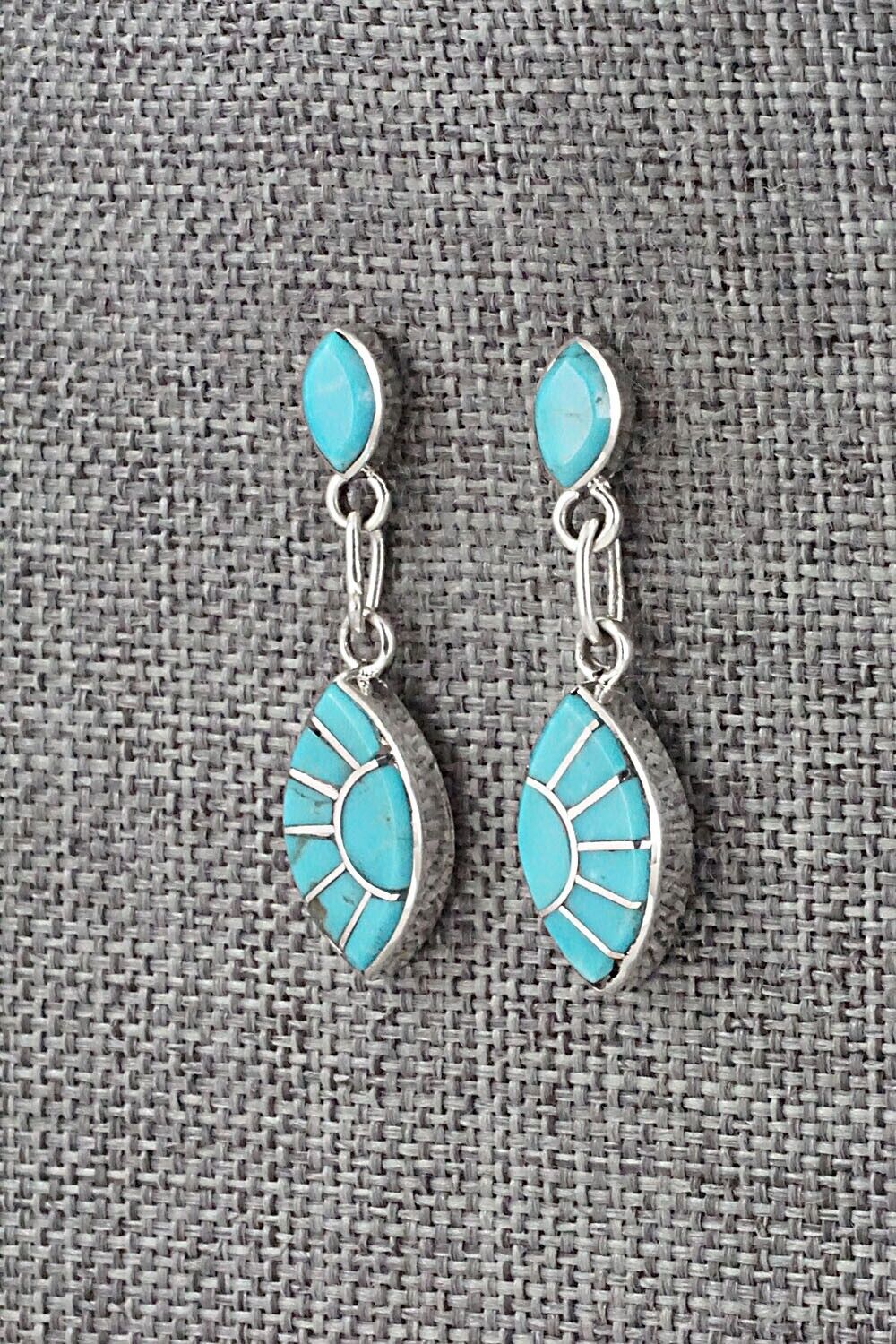 Turquoise & Sterling Silver Earrings - Eldrick Seoatwa