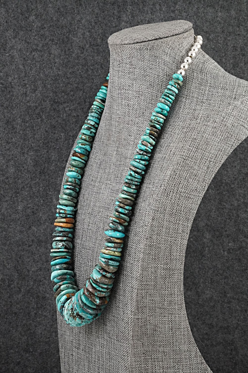 Turquoise & Sterling Silver Necklace 21" - Doreen Jake